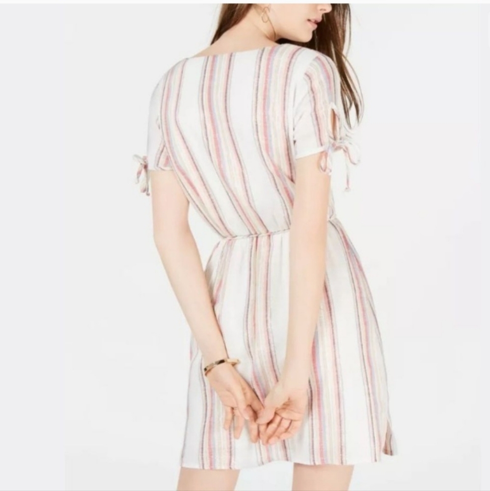 City Studio cream / multi color V neck lightweight cotton dress juniors medium - Picture 7 of 8